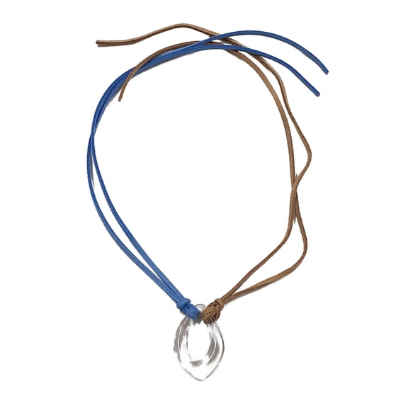 Sophisticated Clear Circular Pendant Choker Adjustable Velvets Rope Necklace
