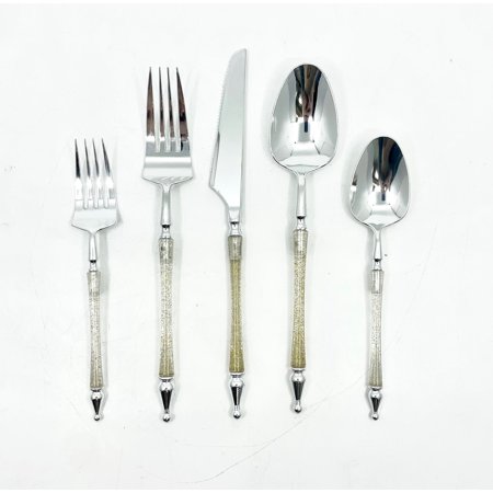 Sophisticated Cutlery 480 pcs Glitter Gold / Silver Top Disposable Plastic Tableware - Elegant And Perfect For All Occasions