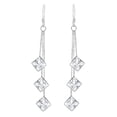 thumbnail image 1 of Sophisticated Dangle Chain Square Sparkle Cubic Zirconia .925 Silver Earrings, 1 of 6
