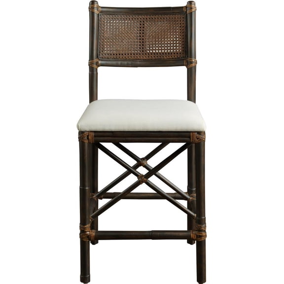 Sophisticated Espresso Rattan and Cane Counter Stool