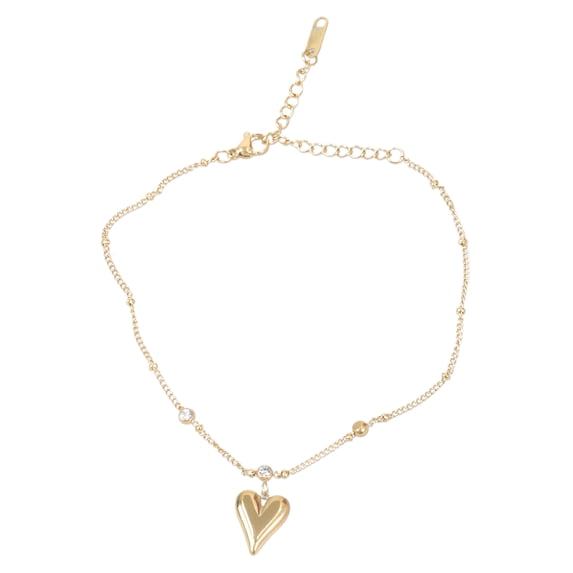 Sophisticated Gold Anklet Adorned With Heart Crystal Elegant Foot Chain Suitable For Parties And Romance Dates