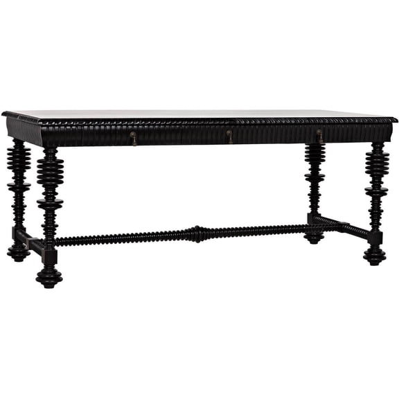 Sophisticated Hand-Rubbed Black Portuguese Desk