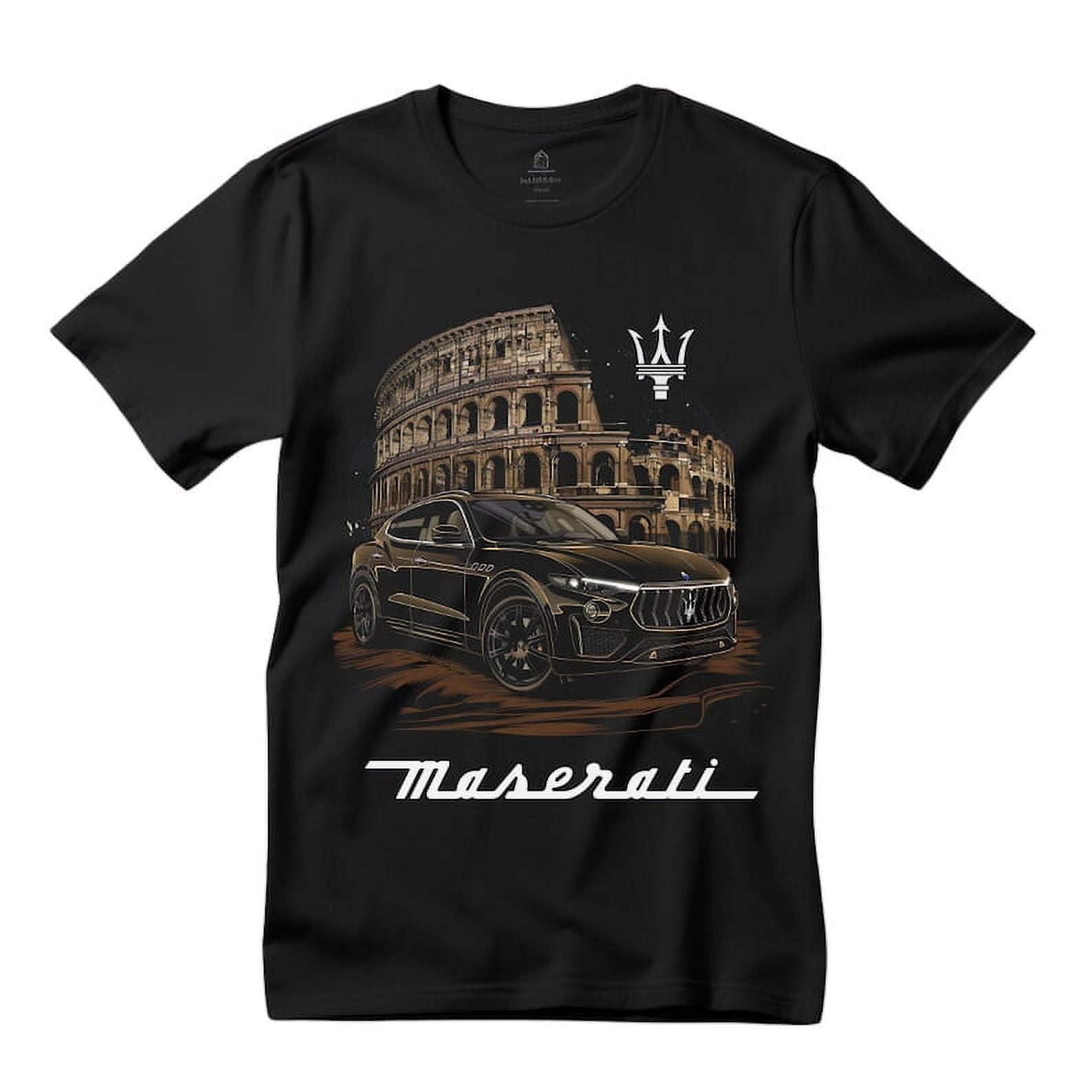 Sophisticated Italian Style Black Maserati Levante Colosseum Black T Shirt