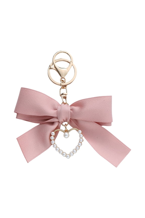 Sophisticated Keychain With Pearls Heart And Ribbon Bowknot for Daily Wear Dates