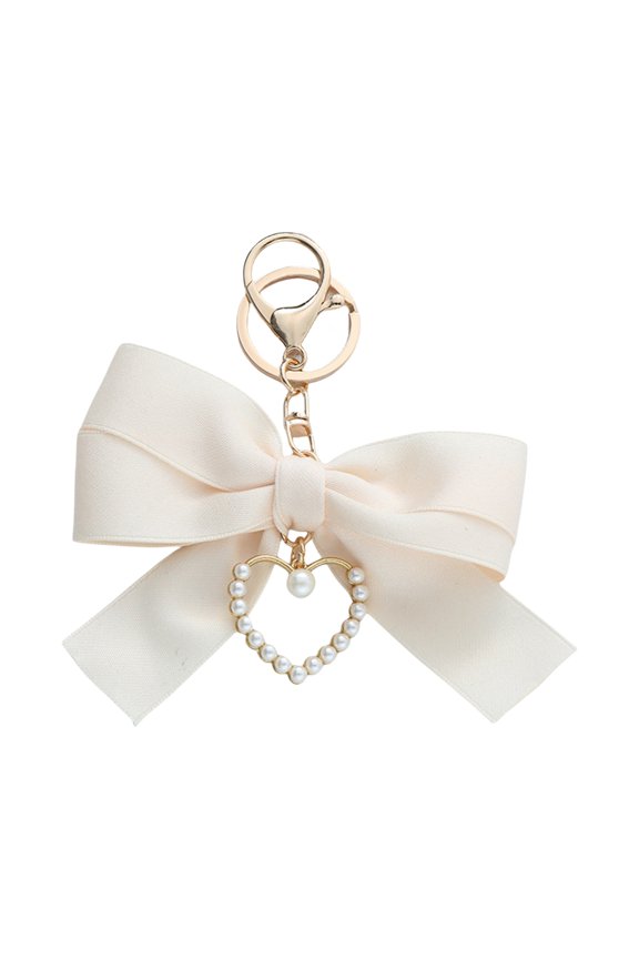 Sophisticated Keychain With Pearls Heart And Ribbon Bowknot for Daily Wear Dates