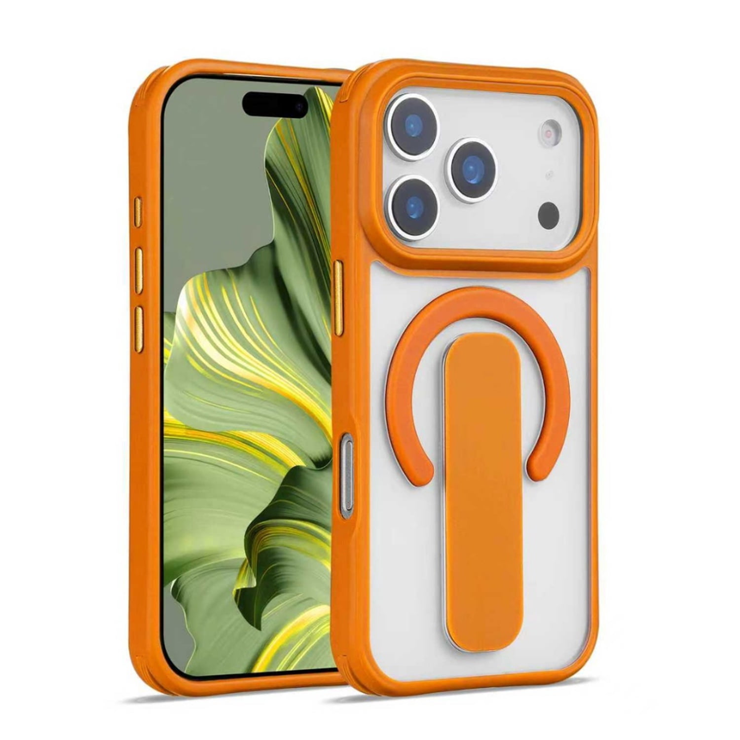 Sophisticated Matte Stand Holder Case with Magsafe for iPhone 17 Pro - Orange