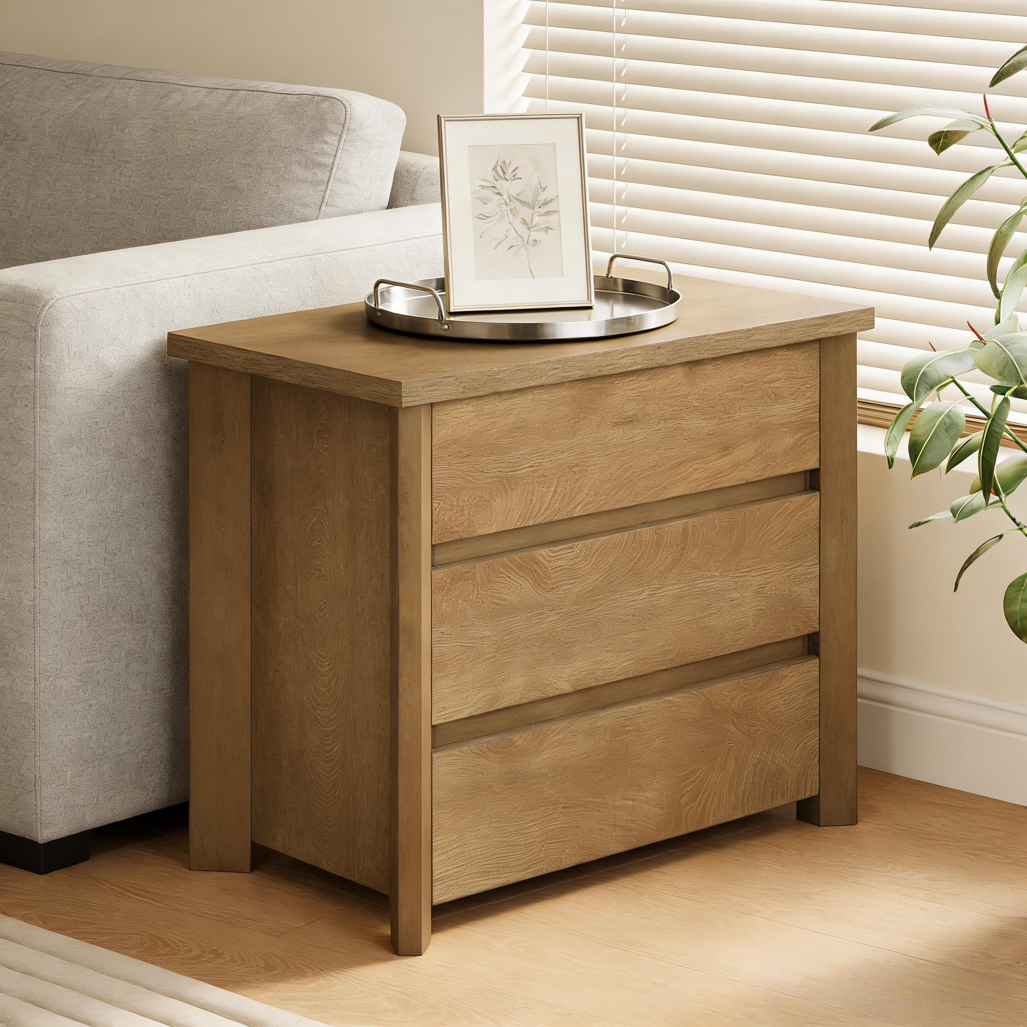 Sophisticated Nightstand with Drawer,Multipurpose Bedside Table