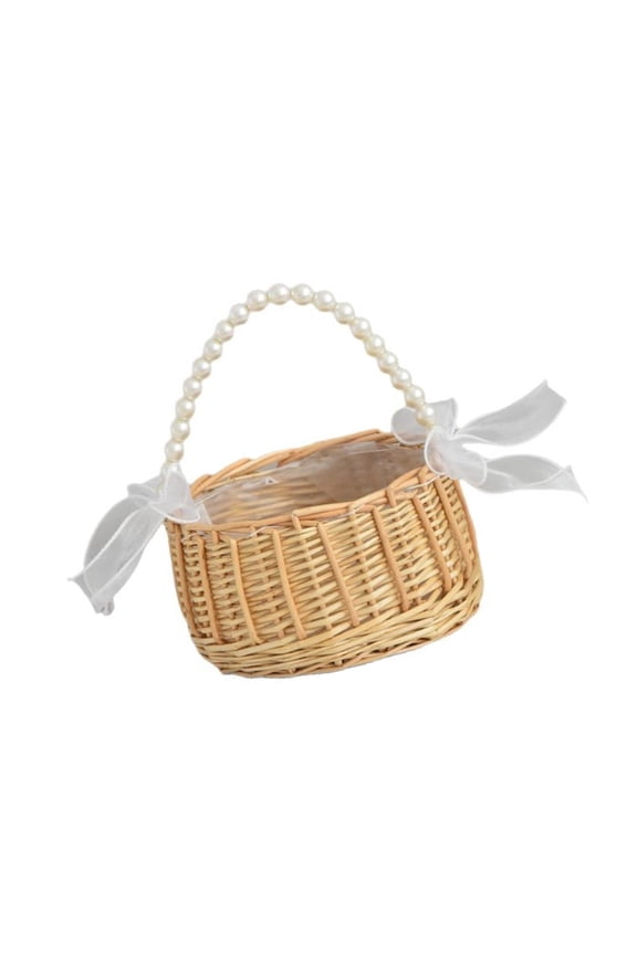 Sophisticated Pearls Decorated Handbag Sophisticated Pearls Handle Accented Basket With Exclusive Twin Fish Tail Design