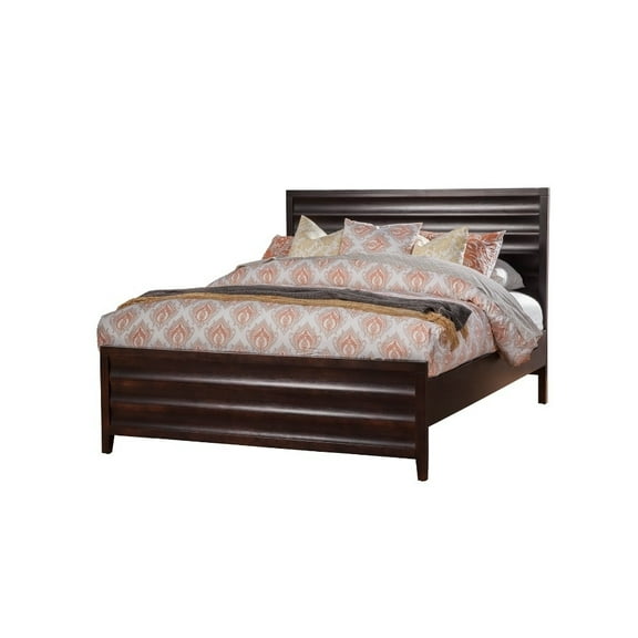 Sophisticated Queen Size Panel Bed, Cherry Brown- Saltoro Sherpi
