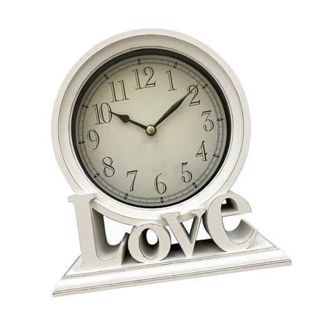 Sophisticated Quiet Desk Clock Retro Love Letter Plastic Mantels Clock for Home Decoration and Accurate Timekeeping