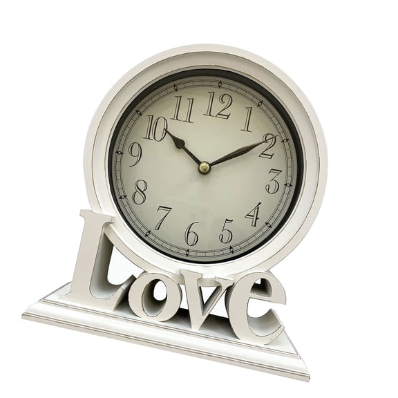 Sophisticated Quiet Desk Clock Retro Love Letter Plastic Mantels Clock for Home Decoration and Accurate Timekeeping