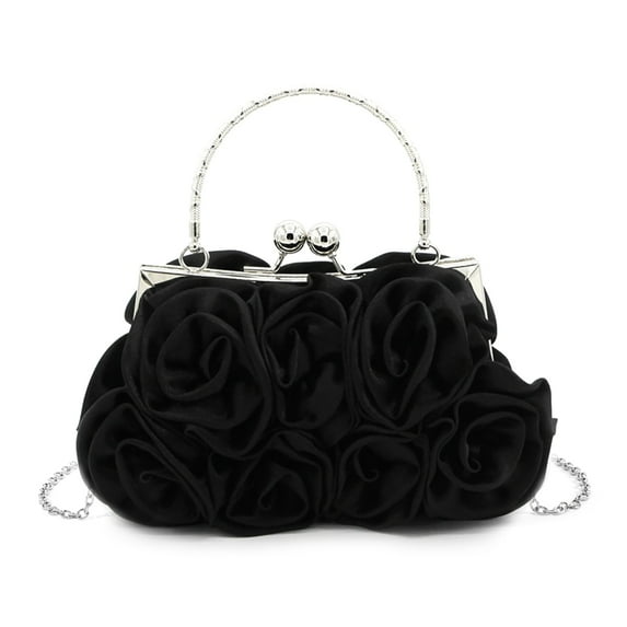 Sophisticated Rose Satins Evening Handbag for Prom and Dinners Elegant Metal Chain Strap Crossbody Bag Clutches Purse