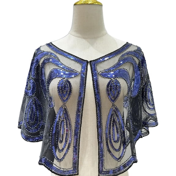 Sophisticated Sequined Capelet Fashionable Beaded Shawl Bridal Elegant Shawl for Weddings and Balls