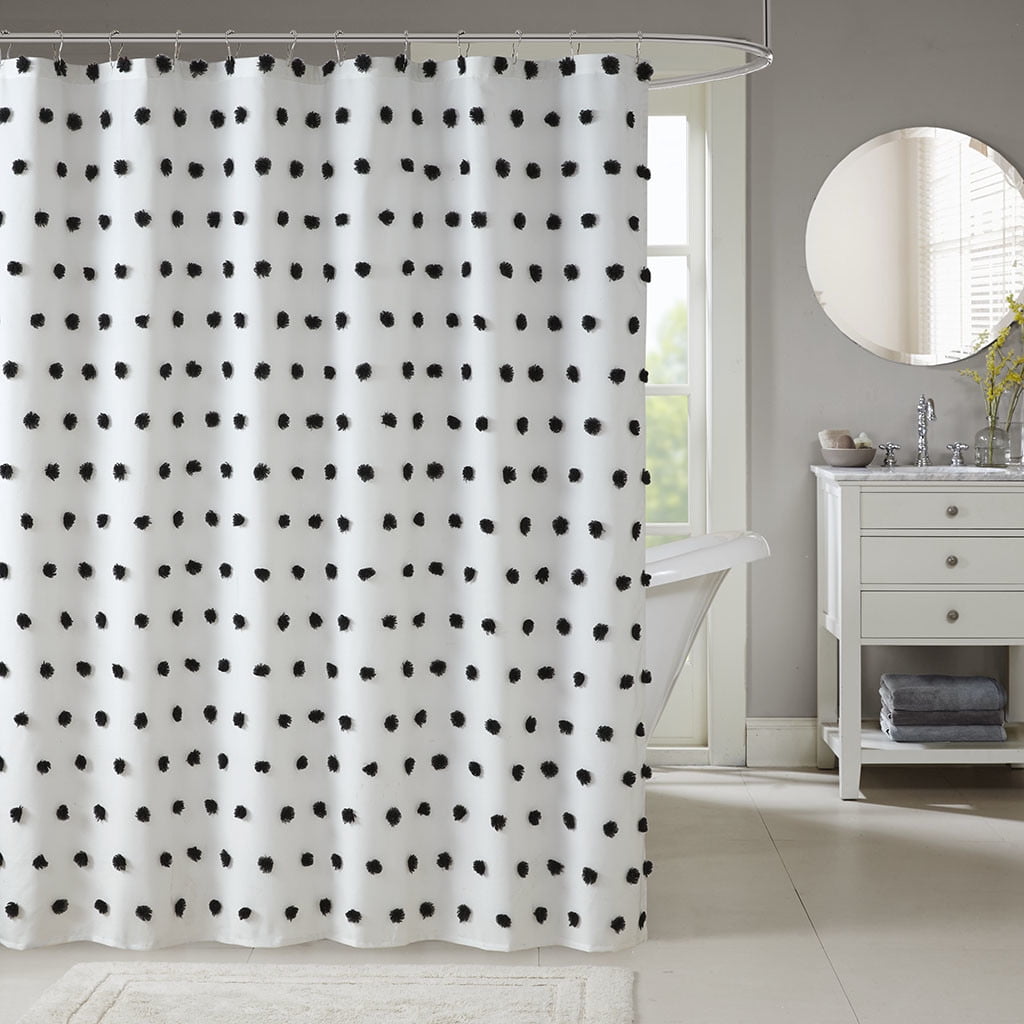 Sophie White and Black Polka Dot Shower Curtain