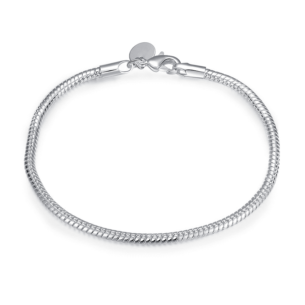Sophisticated Silver Snake Chain Bracelet - 7.75 Inch, 3mm