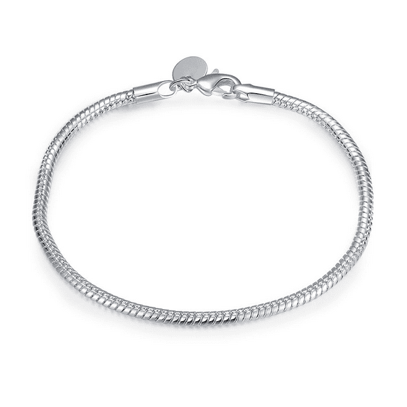 Sophisticated Silver Snake Chain Bracelet - 7.75 Inch, 3mm Wide - Men's and Women's Jewelry