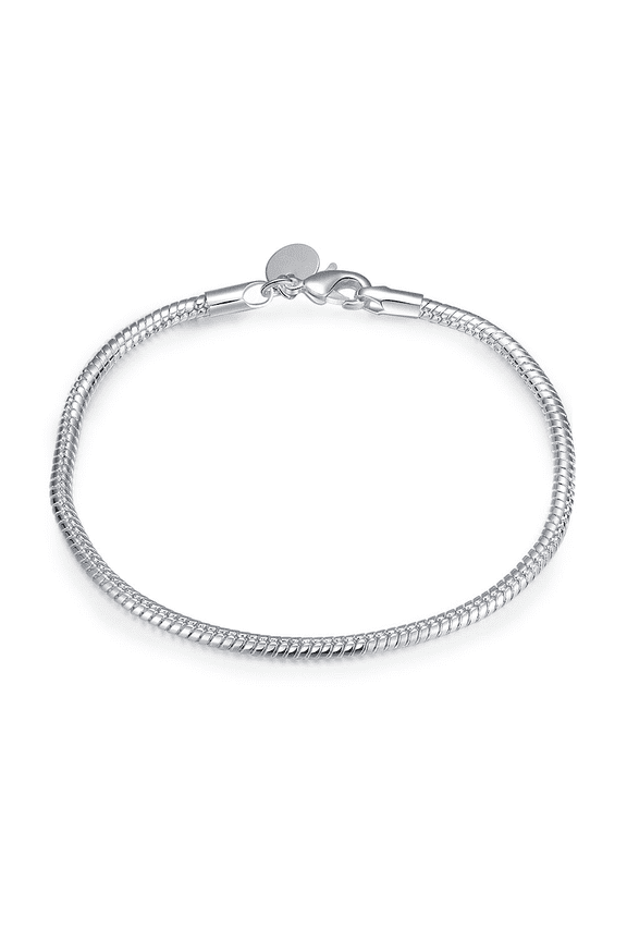 Sophisticated Silver Snake Chain Bracelet - 7.75 Inch, 3mm Wide - Men's and Women's Jewelry