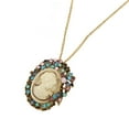 thumbnail image 1 of Sophisticated Victorian Lady Cameo Pendant Necklace Rhinestones Accent Jewelry, 1 of 20