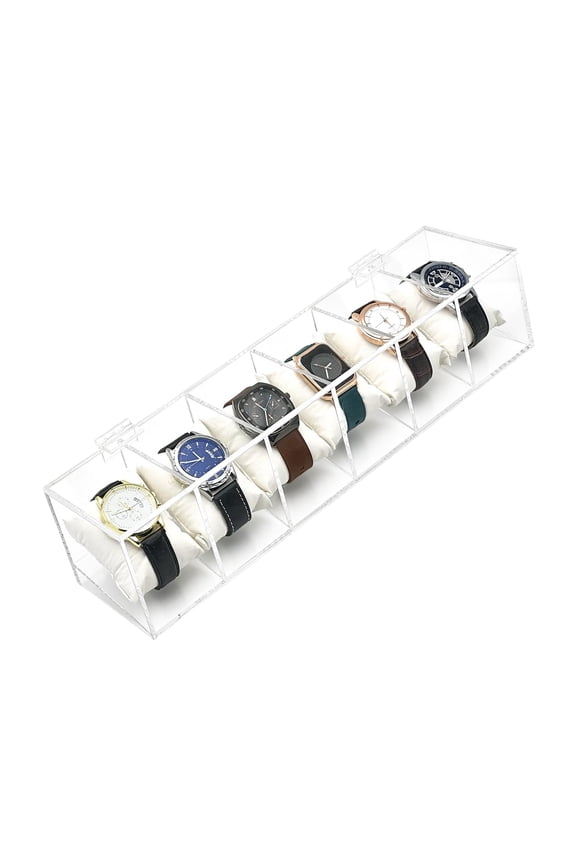 Sophisticated Watch Display Case Clear Acrylic Organiser with Multiple Compartments Transparents Watches Storage Box