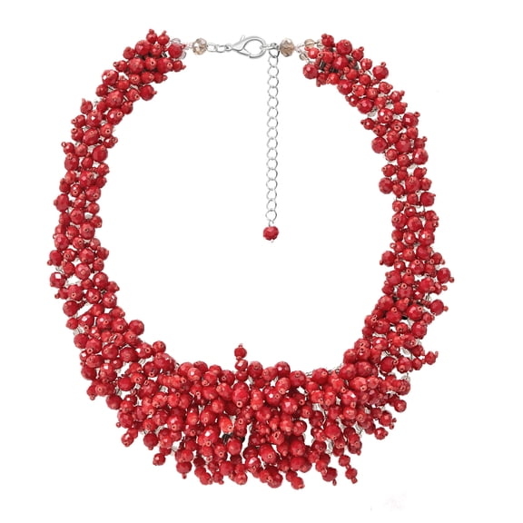 Sophisticated and Colorful Cascading Red Crystals Collar Necklace