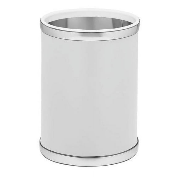 Sophisticates White W/ Brushed Chrome 10.75 Inches Rd. Waste Basket