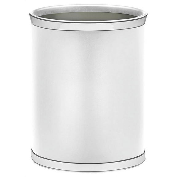 Sophisticates 13Qt Oval Wastebasket (White with Polished Chrome)