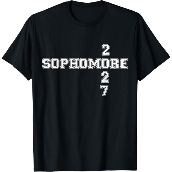 Sophomore 2027 Class High School Student College T-ShirtMen and women can wear, black T-shirts, gifts. Age: M,L,XL 2XL, 3XL, 490XL
