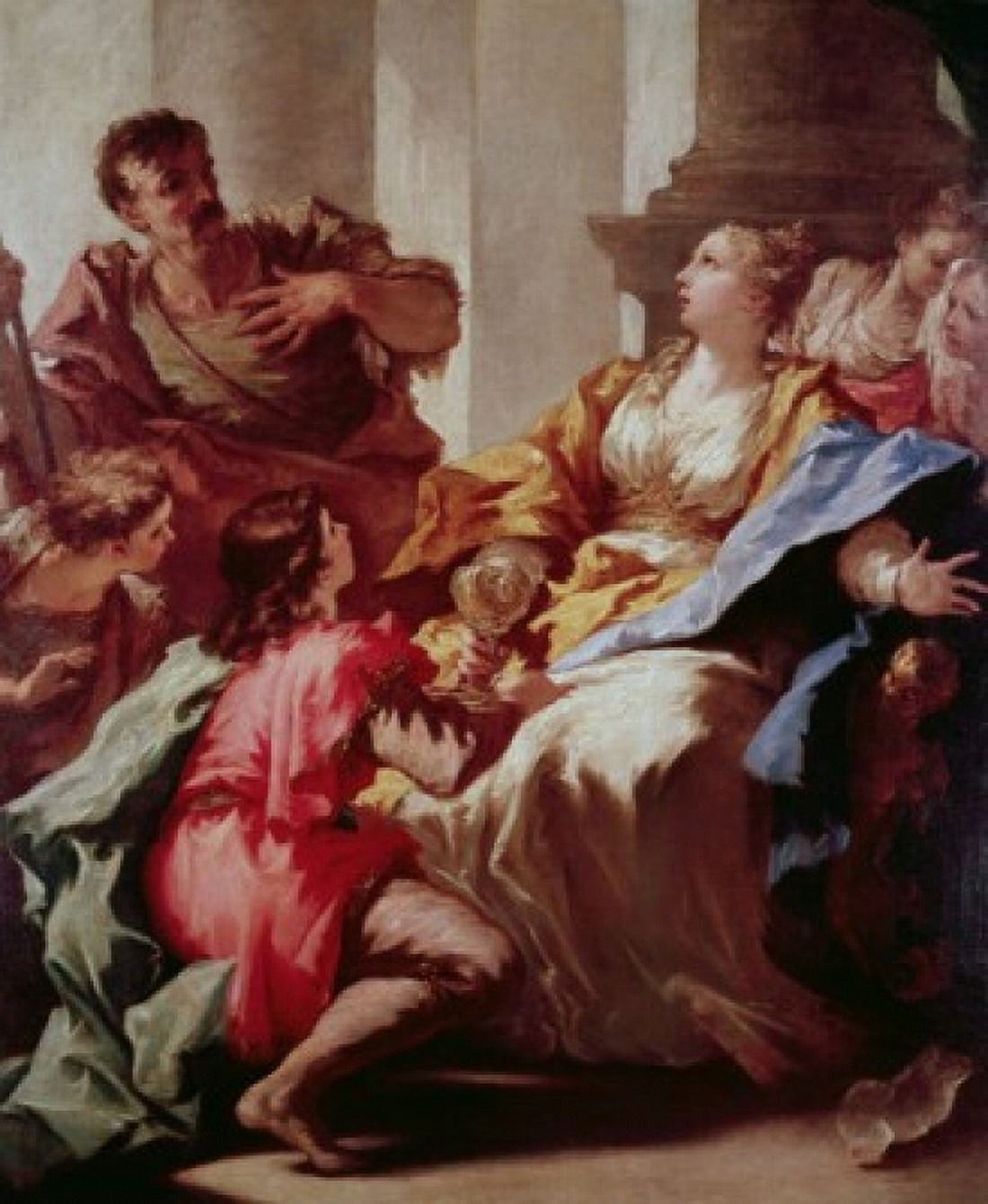 Sophonisba Receiving The Cup Of Poison Giovanni Antonio Pellegrini (1675-1741 Italian) Canvas Art - Giovanni Antonio Pellegrini (24 x 36)