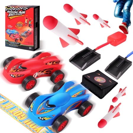 Sophron Beautiful Duel Racer and Rocket 2 in 1 - Rocket Launcher And Toy Car with Ramp Sticker and Finish Line For Kids Aged 5+ Ideal for Long Time Outdoor & Indoor Play - Ideal Birthday Gift