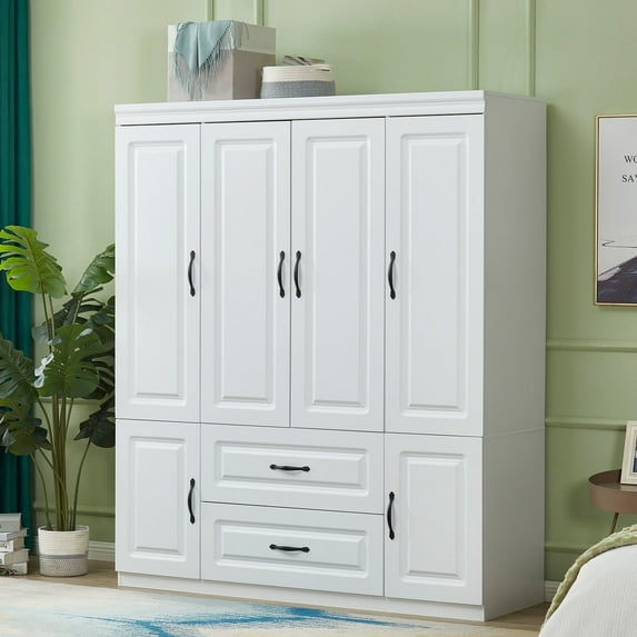Sophshelter Expandable Adult Armoires, Medium Density Fiberboard White, 63" x 20.30" x 74.20"