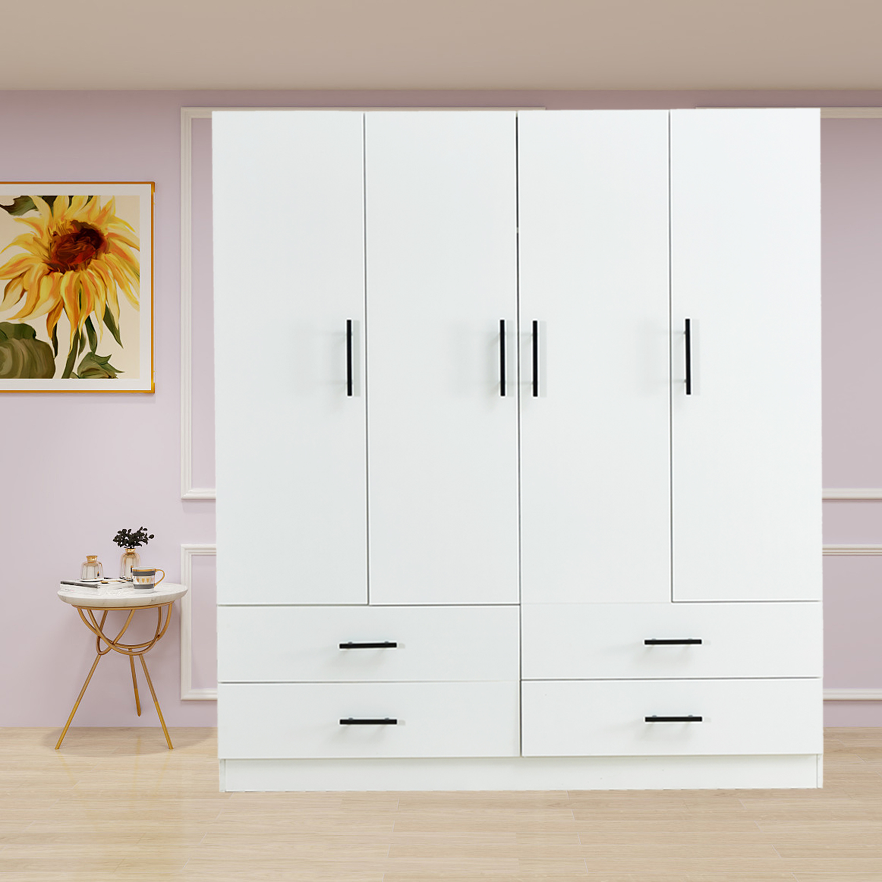 Polifurniture Denmark 3 Door Bedroom Armoire with Drawers, White