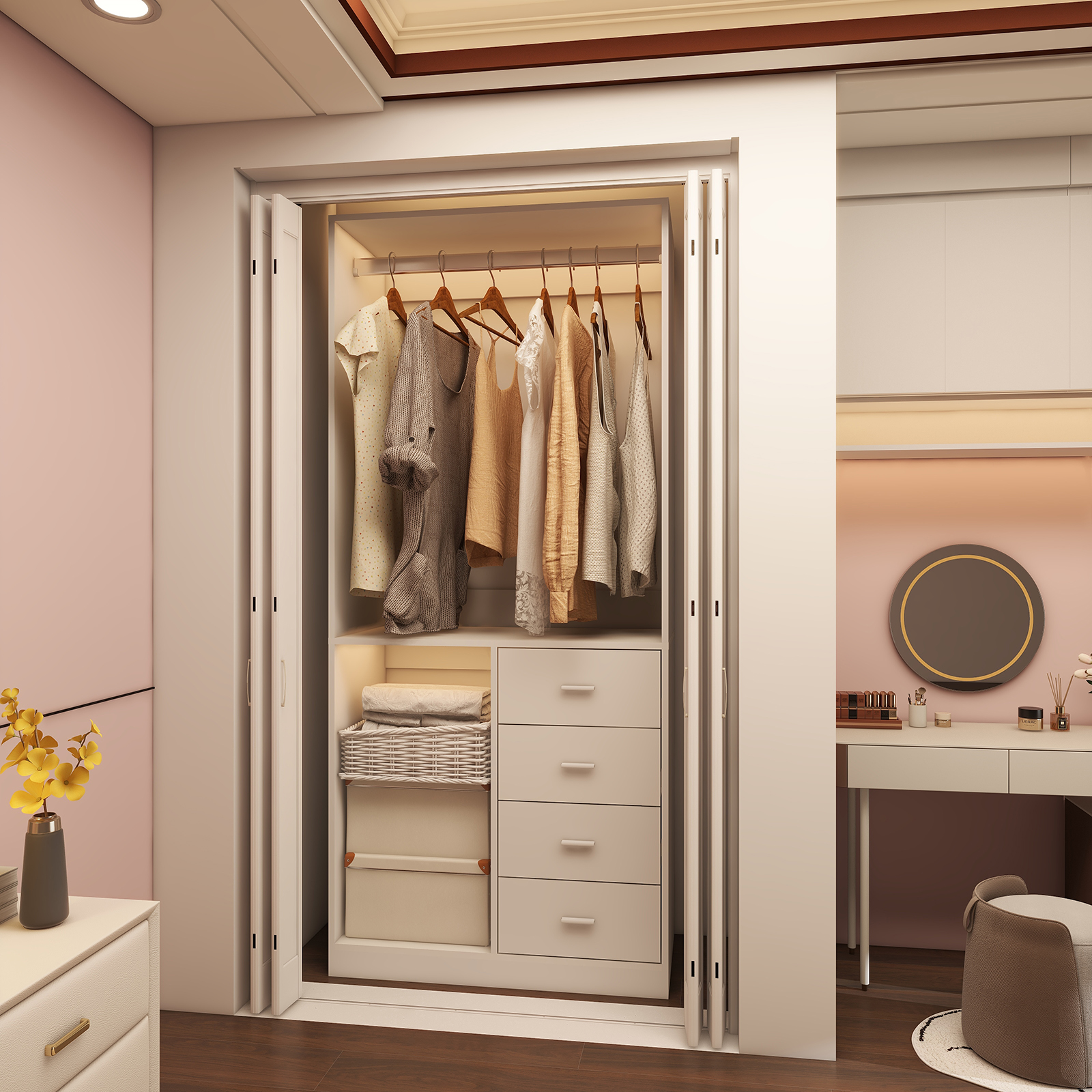 Sophshelter White Wood Closet System Storage StandAlone Wardrobe with