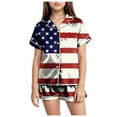 thumbnail image 1 of Sopiago 4th Of July Kids Girls Pajama Set Silky PJS Button-Down Sleepwear Nightwear Loungewear Clothes Set Gifts for Toddler Kids Brick Red,8-9 Years, 1 of 5