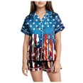 thumbnail image 1 of Sopiago 4th Of July Kids Girls Pajama Set Silky PJS Button-Down Sleepwear Nightwear Loungewear Clothes Set Gifts for Toddler Kids Red,4-5 Years, 1 of 5