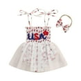 thumbnail image 1 of Sopiago 4th of July Baby Girl Outfits 4th Fourth of July Baby Girl Outfits Bubble Romper Clothes+Headband White,0-3 Months, 1 of 2