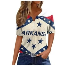 Sopiago American Flag Shirt Women Summer Savings T Shirt for Women 4th of July Shirts Tops American Flag Patriotic Shirt Graphic Tees Trendy Clothes Beige,L