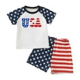 thumbnail image 1 of Sopiago Baby Boy 4th Of July Outfits Toddler Independence Day Short Sleeve T-shirt Solid Shorts Set Summer Clothes for Toddler Boys Blue,3-4 Years, 1 of 7