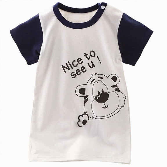 Sopiago Baby Boy Cotton Short Sleeve Rompers-Breathable One-Piece Jumpsuits with Animal Themes for Spring/Summer Baby Boy Summer Romper White,6-9 Months
