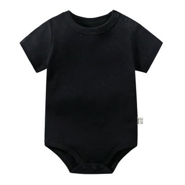 Sopiago Baby Boy Girl Bodysuit Summer Clothes Soft Outfit Short Sleeve Romper Black,12-18 Months