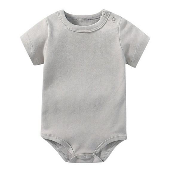 Sopiago Baby Boy Girl Bodysuit Summer Clothes Soft Outfit Short Sleeve Romper Light Gray,6-9 Months