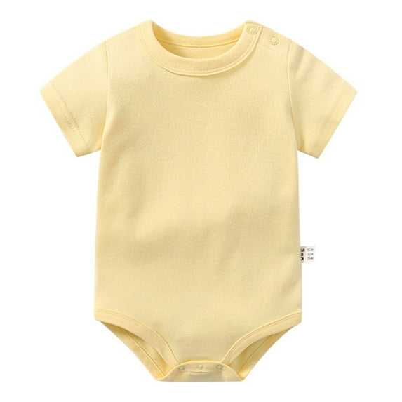 Sopiago Baby Boy Girl Bodysuit Summer Clothes Soft Outfit Short Sleeve Romper Yellow,3-6 Months