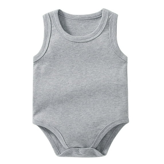 Sopiago Baby Boy Girl Bodysuit Summer Clothes Soft Outfit Sleeveless Romper Grey,12-18 Months