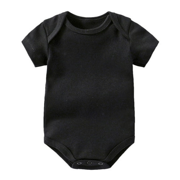 Sopiago Baby Boy Girl Short Sleeve Bodysuit Cotton One-Piece Summer Clothes Black,3-6 Months