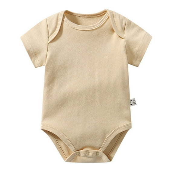 Sopiago Baby Boy Girl Short Sleeve Bodysuit Cotton One-Piece Summer Clothes Khaki,9-12 Months
