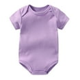 thumbnail image 1 of Sopiago Baby Boy Girl Short Sleeve Bodysuit Cotton One-Piece Summer Clothes Purple,6-9 Months, 1 of 3