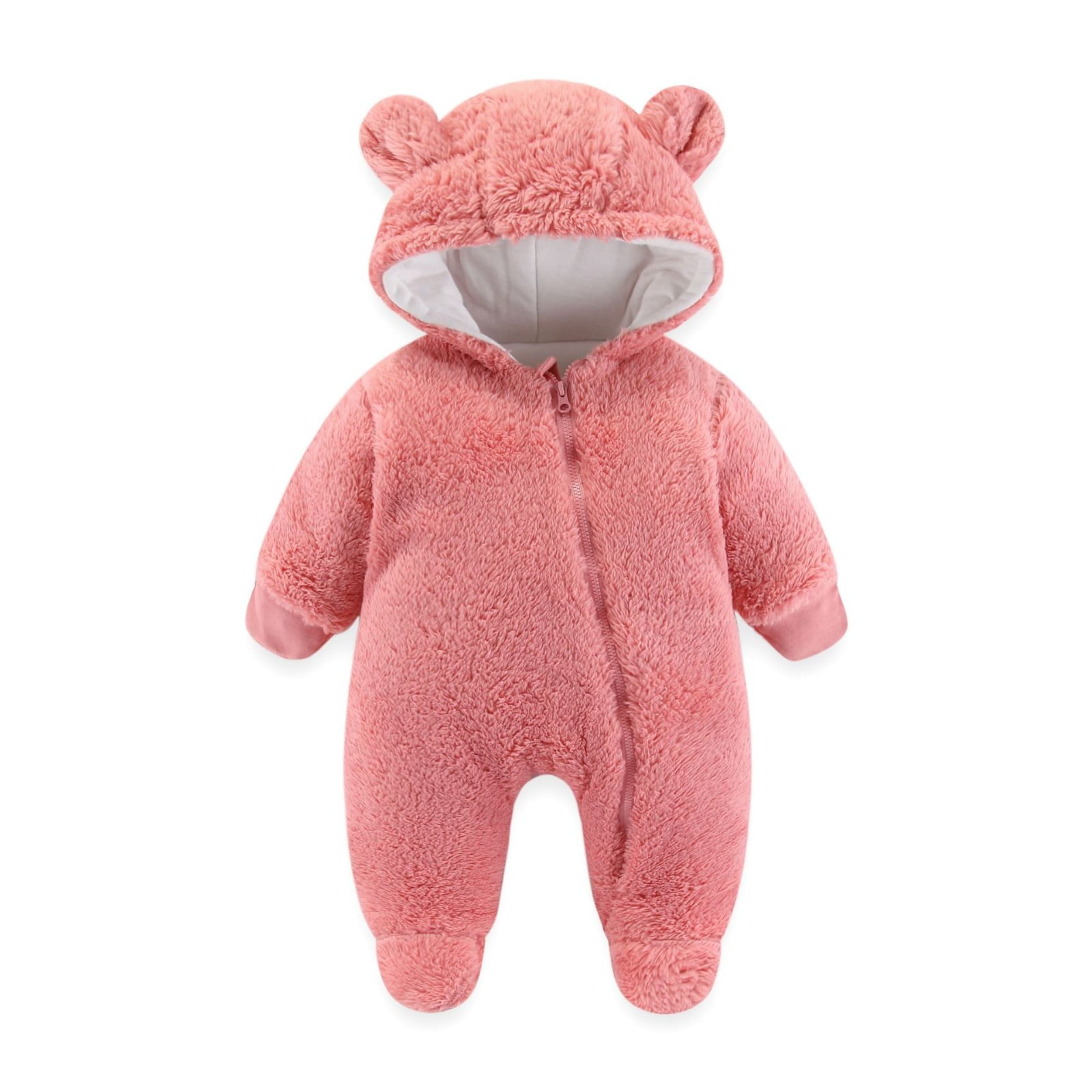 Sopiago Baby Boy Snowsuit Toddler Girl Winter Jacket Winter Outfit Fleece Hooded Romper Jumpsuit Pink,6-9 Months