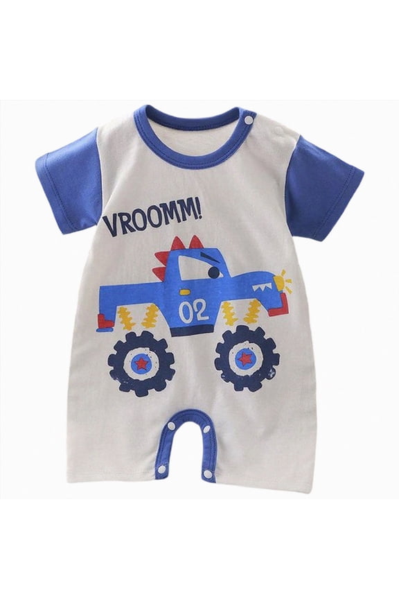 Baby Clothes Boy Summer Baby Boy Short Sleeve Jumpsuit Romper One Piece Clothes 0 3 6 9 12 18 24 Months Baby Clothes Boy Blue,9-12 Months