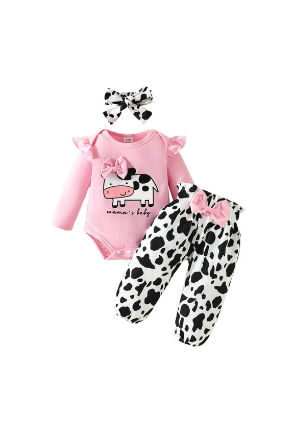 Baby Girl Clothes Long Sleeve Romper Bodysuit and Pants Outfit Set Red,9-12 Months