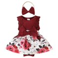 thumbnail image 1 of Sopiago Baby Girl Clothes Romper Dress Outfits for Girls Lace Ruffle Sleeveless Toddler Girl Summer Outfits with Headband (,3-6 Months), 1 of 5