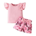 thumbnail image 1 of Sopiago Baby Girl Outfit Sets Butterfly Print Shorts and Short Sleeves T-Shirt Tops Toddler Clothes for Girls Pink,12-18 Months, 1 of 3